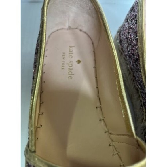 Kate Spade Linds Too Rose Gold Multi Glitter Metallic Espadrille Shoe Size 8.5 - Picture 4 of 7